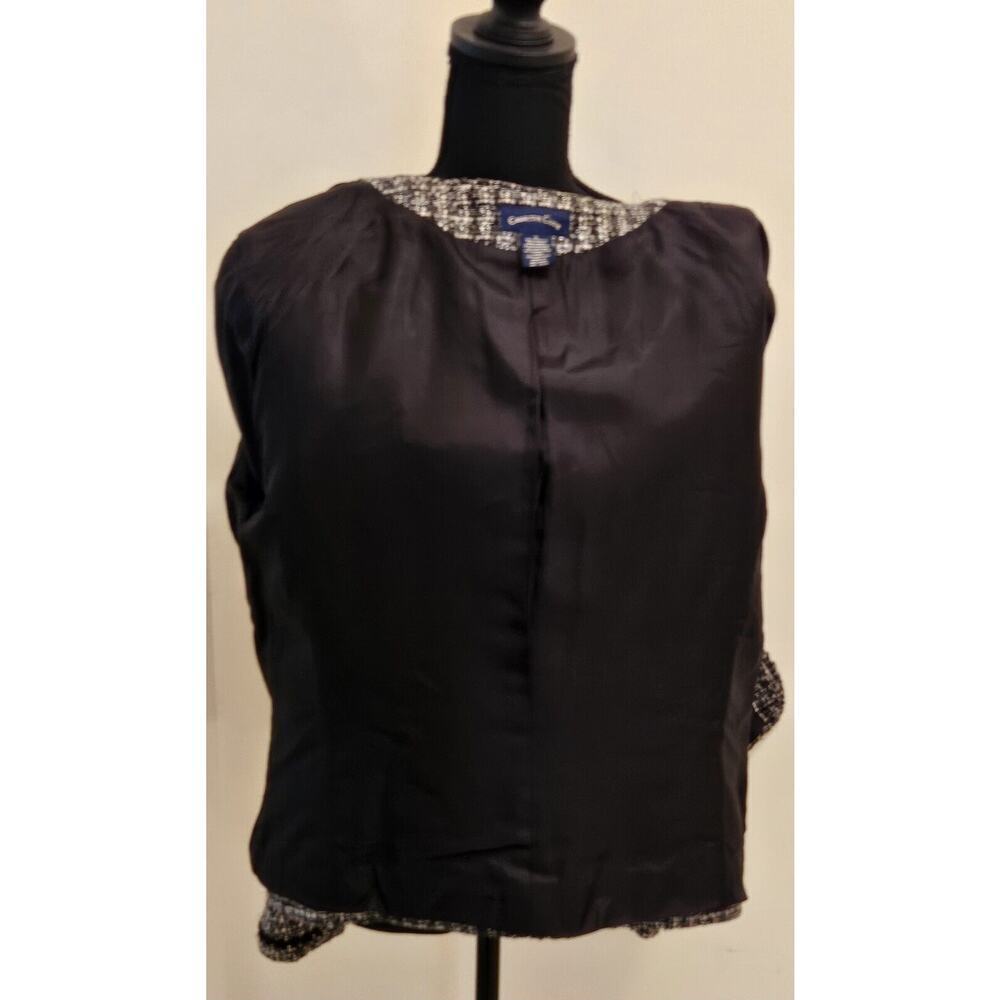 Charter Club Collarless Lined Tweed Jacket, Womans Black and White Size 16 - Picture 3 of 8